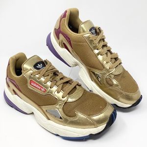 adidas falcon gold metallic womens shoes